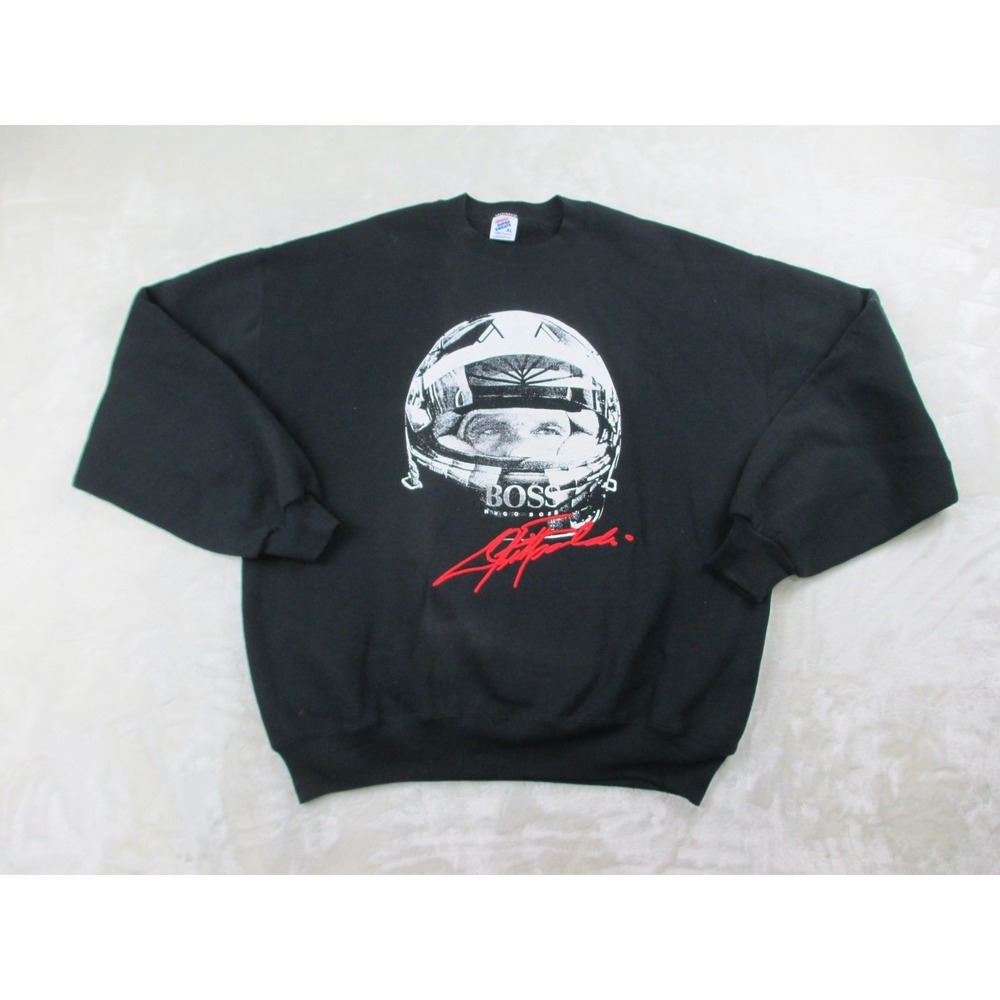VINTAGE Emerson Fittipaldi Sweater‎ Mens Extra Large Black Hugo Boss Signature*